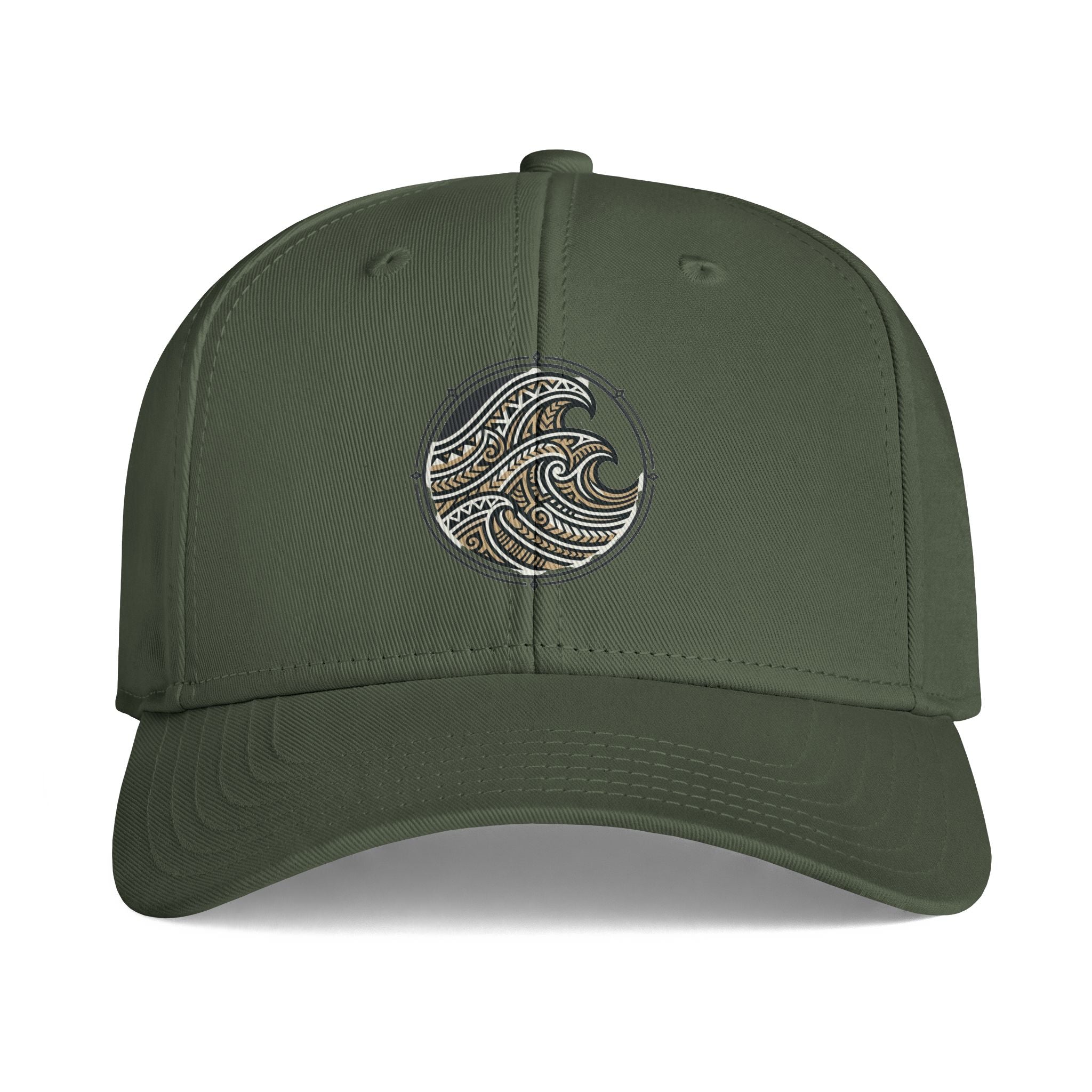 Embroidered Nautical Wave Cap — Tribal Ocean Icon Hat