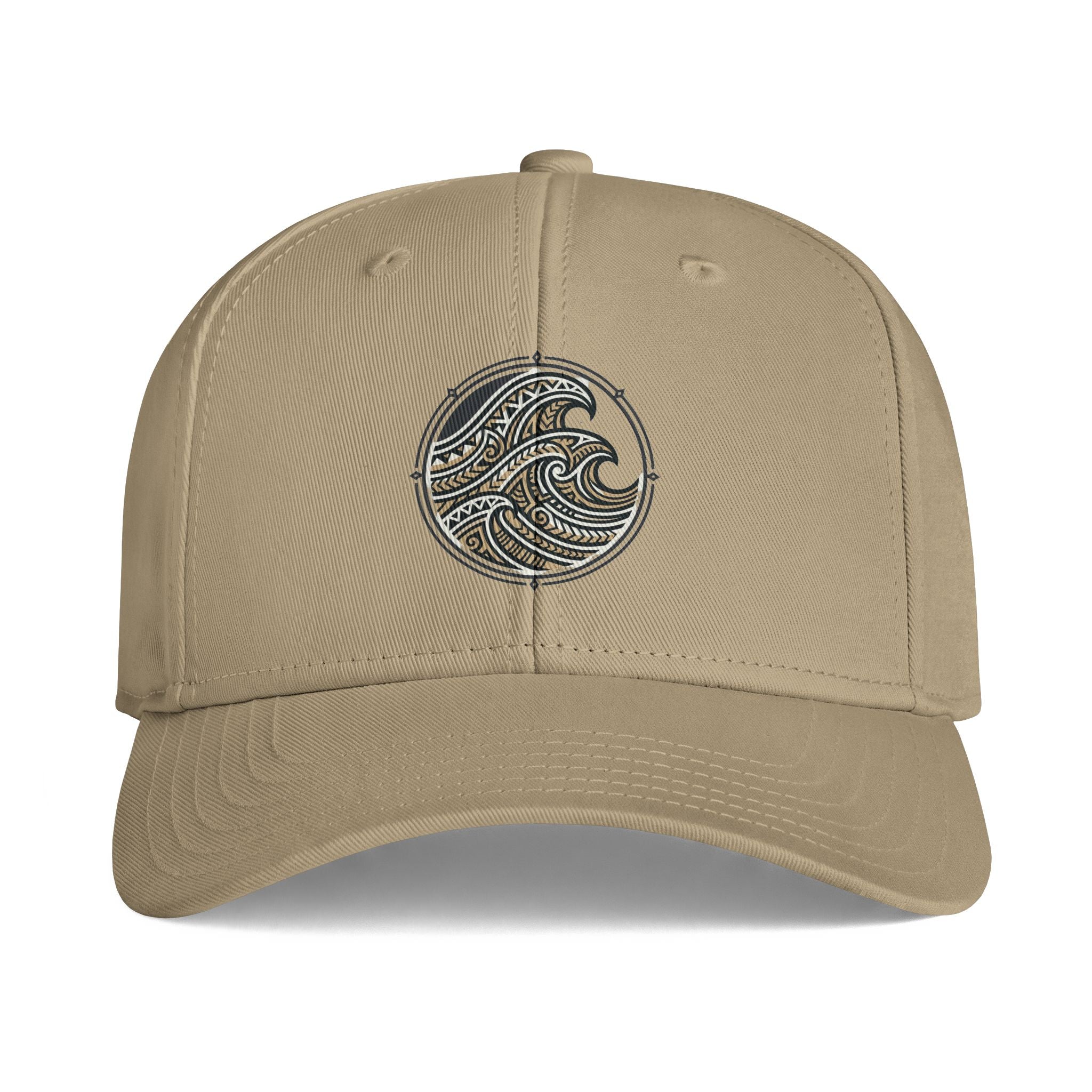 Embroidered Nautical Wave Cap — Tribal Ocean Icon Hat